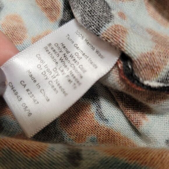 Talbots Sweater XS Gray Brown Blue 100% Merino Wool Abstract Pullover Womens - Picture 5 of 7